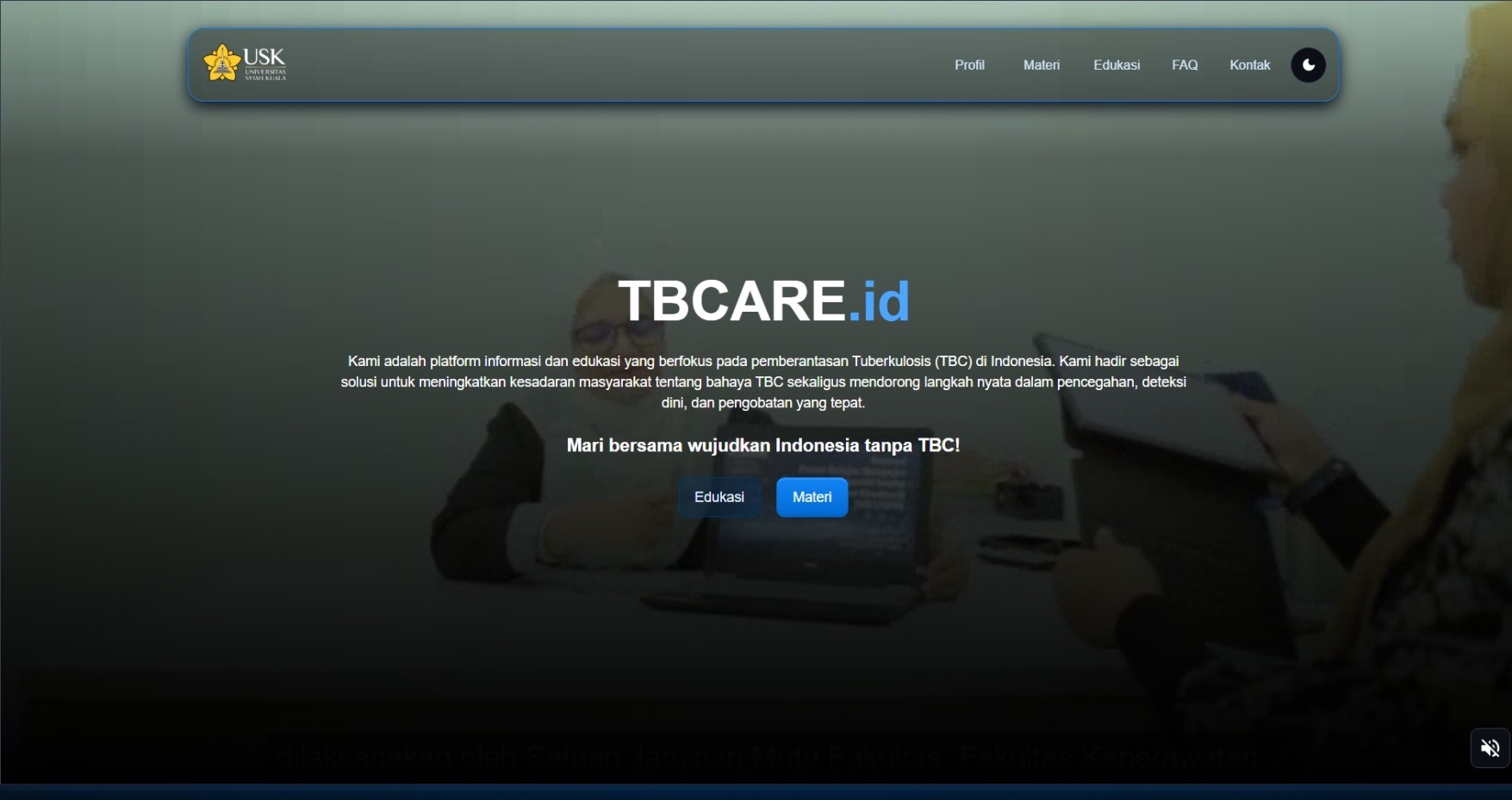 TBCare tuberculosis awareness website homepage with educational content